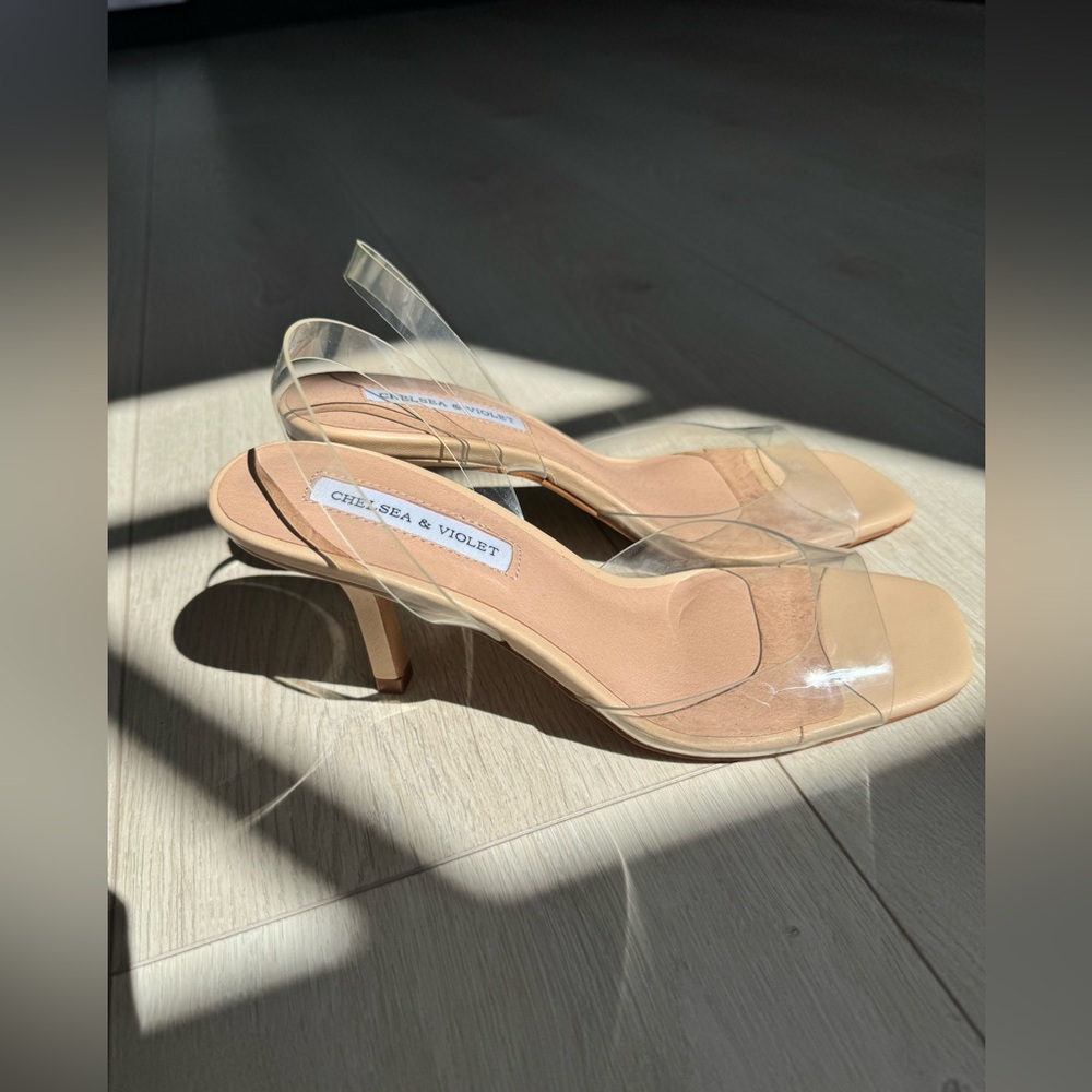 Chelsea & Violet short clear heels